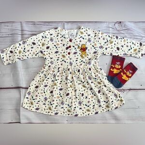 Vintage Disney Winnie the Pooh Fall Dress & Socks Girls' Size 4